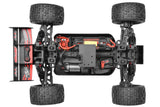 Team Corally Punisher 4S RTR monster truck in red with large tires and detailed body, ready for off-road racing.