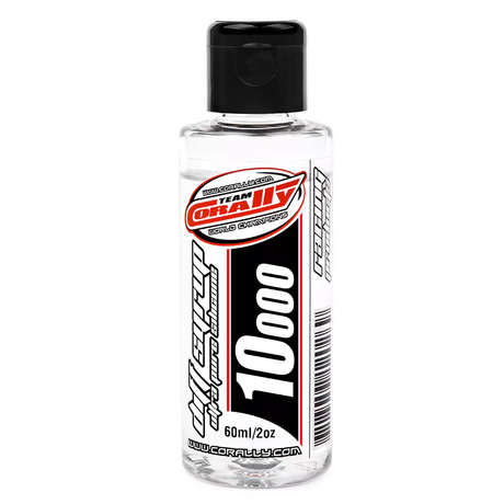 RC car Team Corally Ultra Pure Silicone Diff Oil 2oz bottle with a clear label and orange cap, used for drivetrain lubrication.