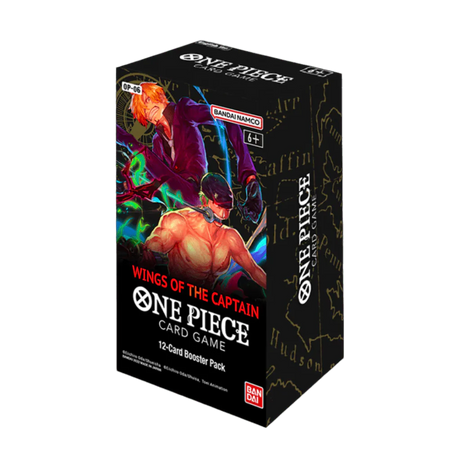 Bandai One Piece TCG Wings of the Captain Double Pack V3 collectible trading cards displayed on a card holder.