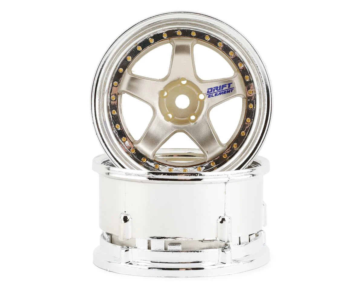 DS Racing Drift Element 5 Spoke Drift Wheels showing black alloy rims with a five-spoke design for high-performance drifting.