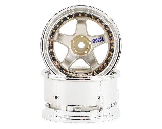 DS Racing Drift Element 5 Spoke Drift Wheels showing black alloy rims with a five-spoke design for high-performance drifting.
