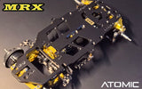 Atomic RC MRX 2WD Pan Car Kit with sleek chassis and detailed components, ready for high-speed remote control racing.