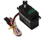EcoPower WP110T waterproof high torque metal gear servo with black and silver casing, showcasing durable metal gears.