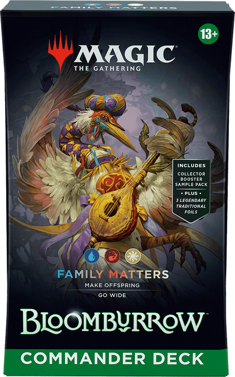 MTG Bloomburrow Commander Deck by Wizards of the Coast featuring colorful fantasy artwork and card layout.