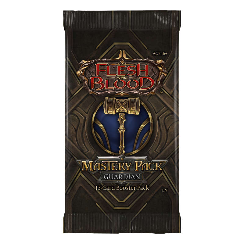 Flesh and Blood Mastery Pack Guardian collectible trading card booster from Legends Story Studios, featuring vibrant card artwork.