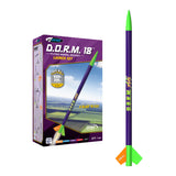 ESTES D.O.R.M Launch Set with rocket components, launch pad, and accessories for outdoor model rocket launching.