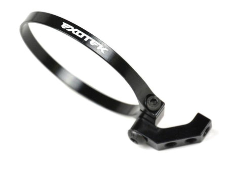 Exotek Racing XO Fan Mount-Clamp set for 1/10 RC cars, angled design, compatible with 1up Racing brands, black finish.