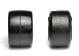 Exotek Racing F1 1/10 rear rubber tires with yellow medium compound for RC cars, featuring a 36X size and textured surface.