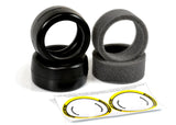 Exotek Racing F1 1/10 front rubber tires V2 40X in yellow, firm compound, designed for RC cars with detailed tread pattern.
