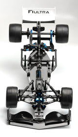 Close-up of Exotek Racing F1 Ultra R5 1/10 Formula 1 kit with detailed chassis and components visible.