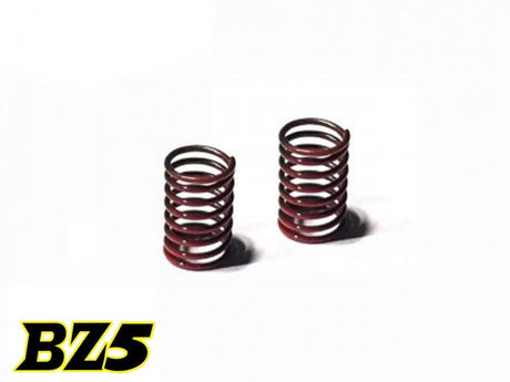 Atomic RC BZ5 rear springs for RC cars, showing close-up of the black and silver coil springs with brand logo.