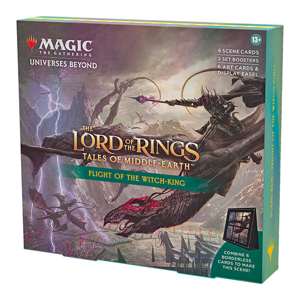 Wizards of the Coast Lord of the Rings Tales of Middle-Earth Scene Box featuring the Witch-king flying on a dark winged creature.