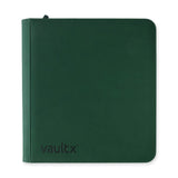 Forest green Vault X Exo-Tech 12-pocket zip binder with durable material and secure zipper closure, designed for organizing documents.