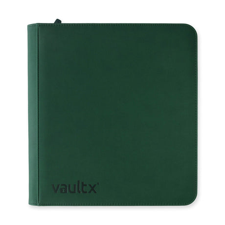 Forest green Vault X Exo-Tech 12-pocket zip binder with durable material and secure zipper closure, designed for organizing documents.
