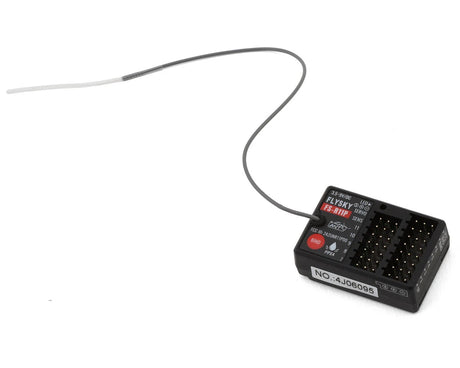 Flysky FS-G11P 11-channel 2.4GHz transmitter with R11P receiver, featuring multiple control knobs and antenna for RC models.