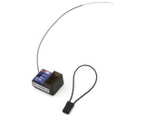 Flysky FS-GT5 6-channel transmitter with FS-BS6 receiver, featuring ergonomic controls and digital display for remote control.