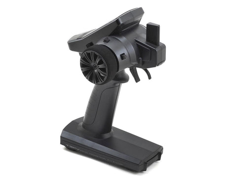 Futaba 3PV 3-channel 2.4GHz S-FHSS radio system with R203GF receiver, featuring a compact design and control sticks for RC models.
