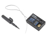 Futaba 3PV 3-channel 2.4GHz S-FHSS radio system with R203GF receiver, featuring control sticks and display screen.