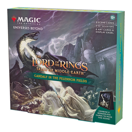 Gandalf standing in the Pelennor Fields from Lord of the Rings Tales of Middle-Earth Scene Box by Wizards of the Coast.