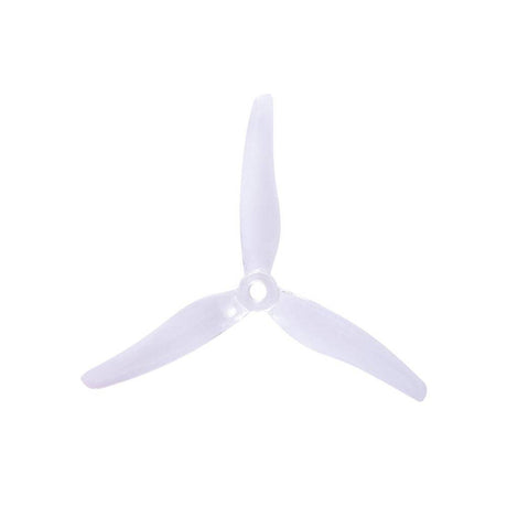 Two pairs of Gemfan Hurricane 51433 3-blade drone propellers in clear plastic, designed for quadcopters and drone racing.
