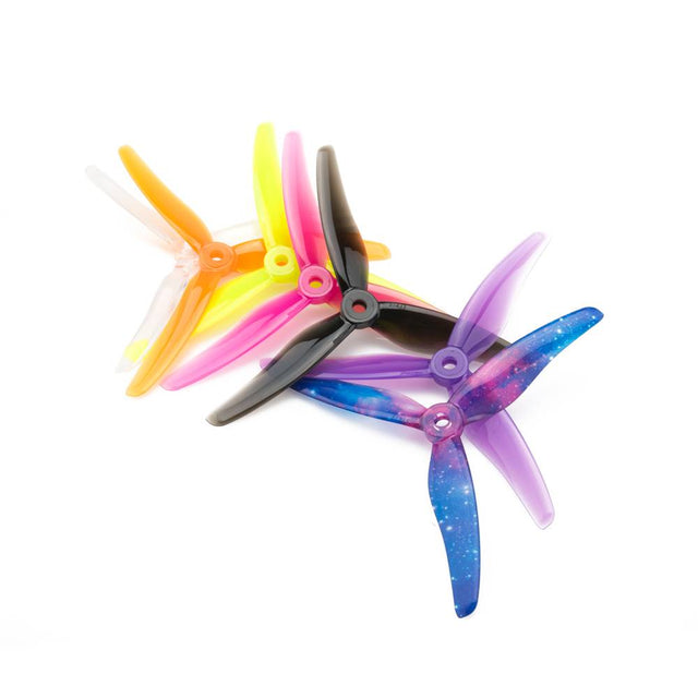 Pair of Gemfan Hurricane 51433 3-blade drone propellers, lightweight and durable for quadcopters, shown in black.