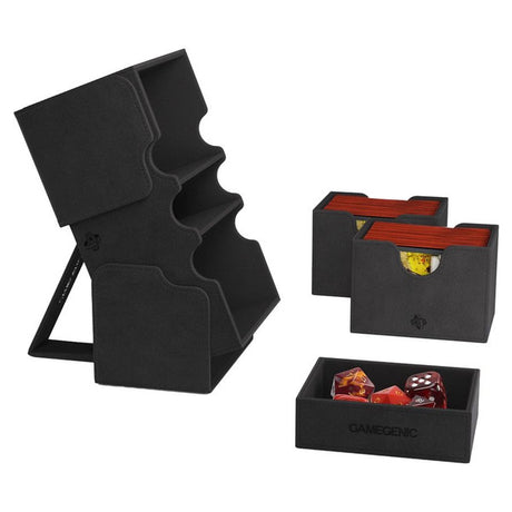 Gamegenic Stronghold 200+ XL convertible gaming storage case with handles and customizable interior for organizing gaming gear.
