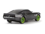 HPI Racing Nano-TTR 1969 Ford Mustang RTR-X remote control car showing detailed body with classic Mustang design and racing decals.
