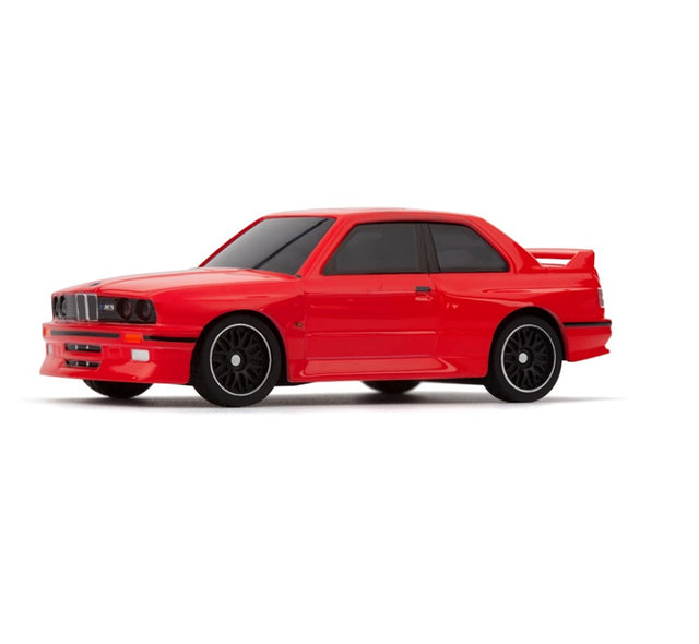 HPI Racing Nano-TTR 1989 BMW M3 E30 Ravaglia RTR remote control car on display.