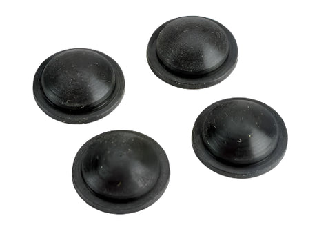 Traxxas rubber diaphragms for RC models, set of four, flexible black rubber components for improved performance and sealing.