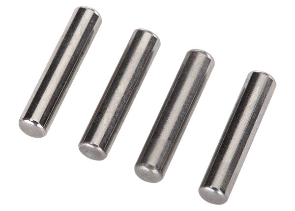 Traxxas stub axle pins for RC cars, shown in a set of four, with metallic finish and precise fit for durable performance.