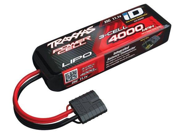 Traxxas 4000mAh 11.1V 3S LiPo battery for RC vehicles, showing the black and red battery pack with connectors.