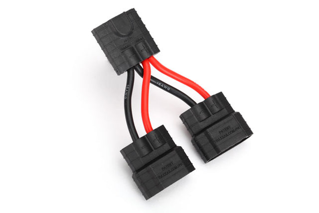 Traxxas parallel battery connector for RC cars, with multiple battery ports and durable wiring for enhanced power and performance.