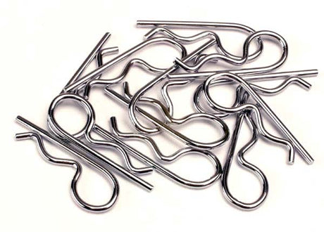 Traxxas heavy-duty body clips set with 12 durable black clips for RC car body attachment, shown on a plain background