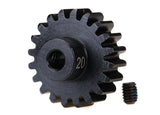 Traxxas heavy-duty 32-pitch 3mm bore pinion gear for RC cars, shown with metal teeth and precise fit for high-performance RC models.