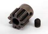 Traxxas 32-pitch steel pinion gear with 3mm bore, used for RC hobby cars, shown in a close-up view with gear teeth visible.