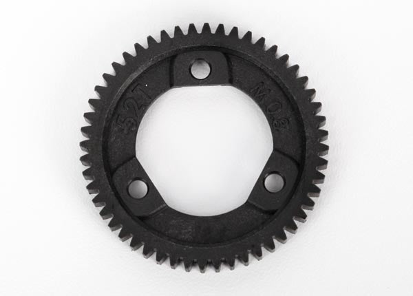 Traxxas 52-tooth center differential spur gear for RC cars, 32-pitch metal gear with gear teeth visible on black background.