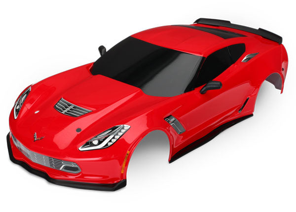 Traxxas 4-Tec 2.0 Chevrolet Corvette Z06 body shell for RC car, featuring detailed Corvette Z06 design and vibrant red finish.