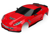 Traxxas 4-Tec 2.0 Chevrolet Corvette Z06 body shell for RC car, featuring detailed Corvette Z06 design and vibrant red finish.