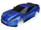Traxxas 4-Tec 2.0 Chevrolet Corvette Z06 body shell for RC car, detailed blue and black Corvette design, sleek and realistic appearance.