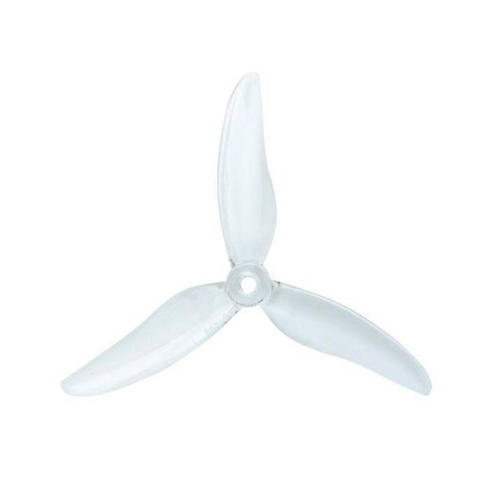 Clear Gemfan Hurricane 51499 3-blade drone propellers shown, designed for enhanced flight performance and durability.