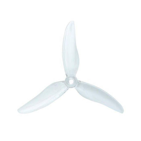 Clear Gemfan Hurricane 51499 3-blade drone propellers shown, designed for enhanced flight performance and durability.