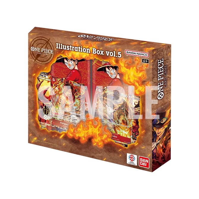 Bandai One Piece TCG Illustration Box Vol. 5 featuring colorful artwork and collectible cards from the popular trading card game.