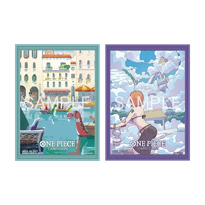 Bandai One Piece TCG limited edition Vol.7 sleeves featuring vibrant character artwork for collectible card protection.