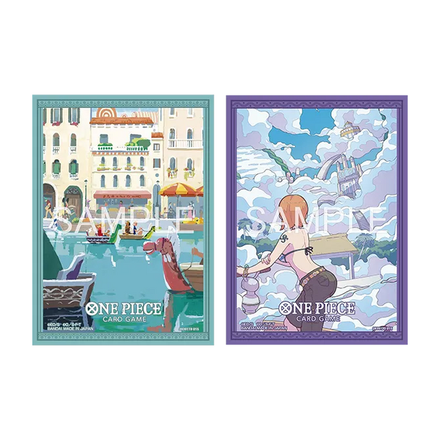 Bandai One Piece TCG limited edition Vol.7 sleeves featuring vibrant character artwork for collectible card protection.