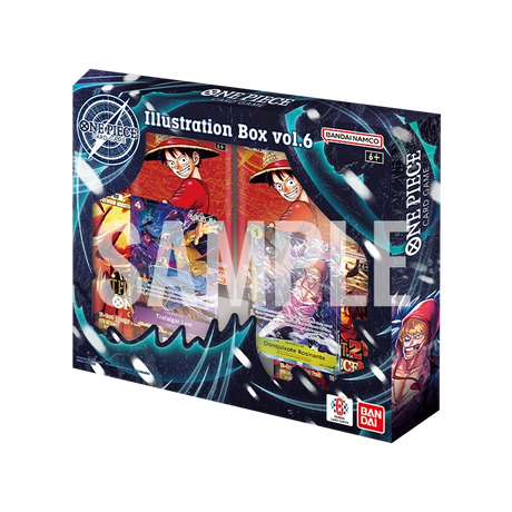 Bandai One Piece TCG Illustration Box Vol. 6 featuring colorful character artwork and collectible trading card illustrations.