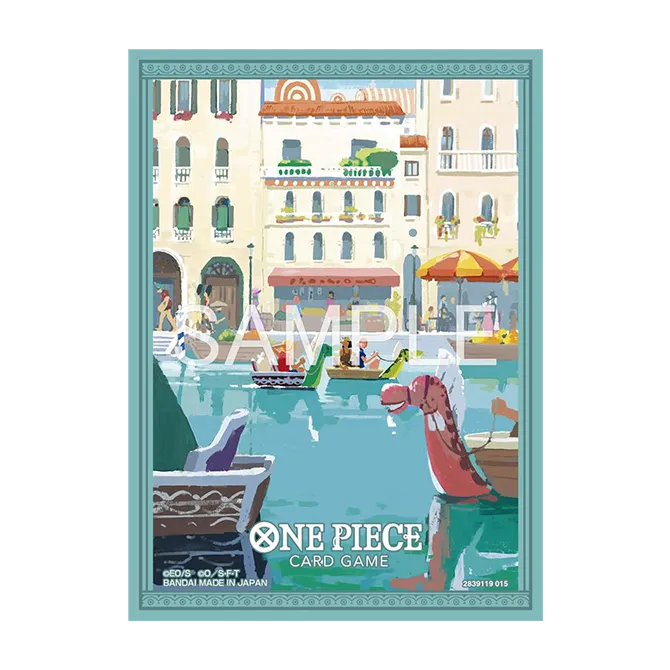 Bandai One Piece TCG Limited Edition TCG+ Vol.7 sleeves featuring colorful One Piece character artwork on protective card sleeves.
