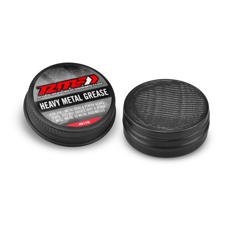 JConcepts RM2 Heavy Metal Grease for RC car parts, shown in a small container with a metal lid.