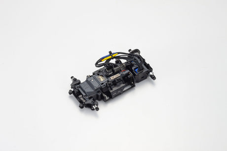Kyosho MINI-Z Racer MR-04 EVO2 RC car chassis with W-MM/5600KV motor, showcasing detailed design and components.