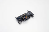 Kyosho MINI-Z Racer MR-04 EVO2 RC car chassis with W-MM/5600KV motor, detailed close-up of the chassis and components.
