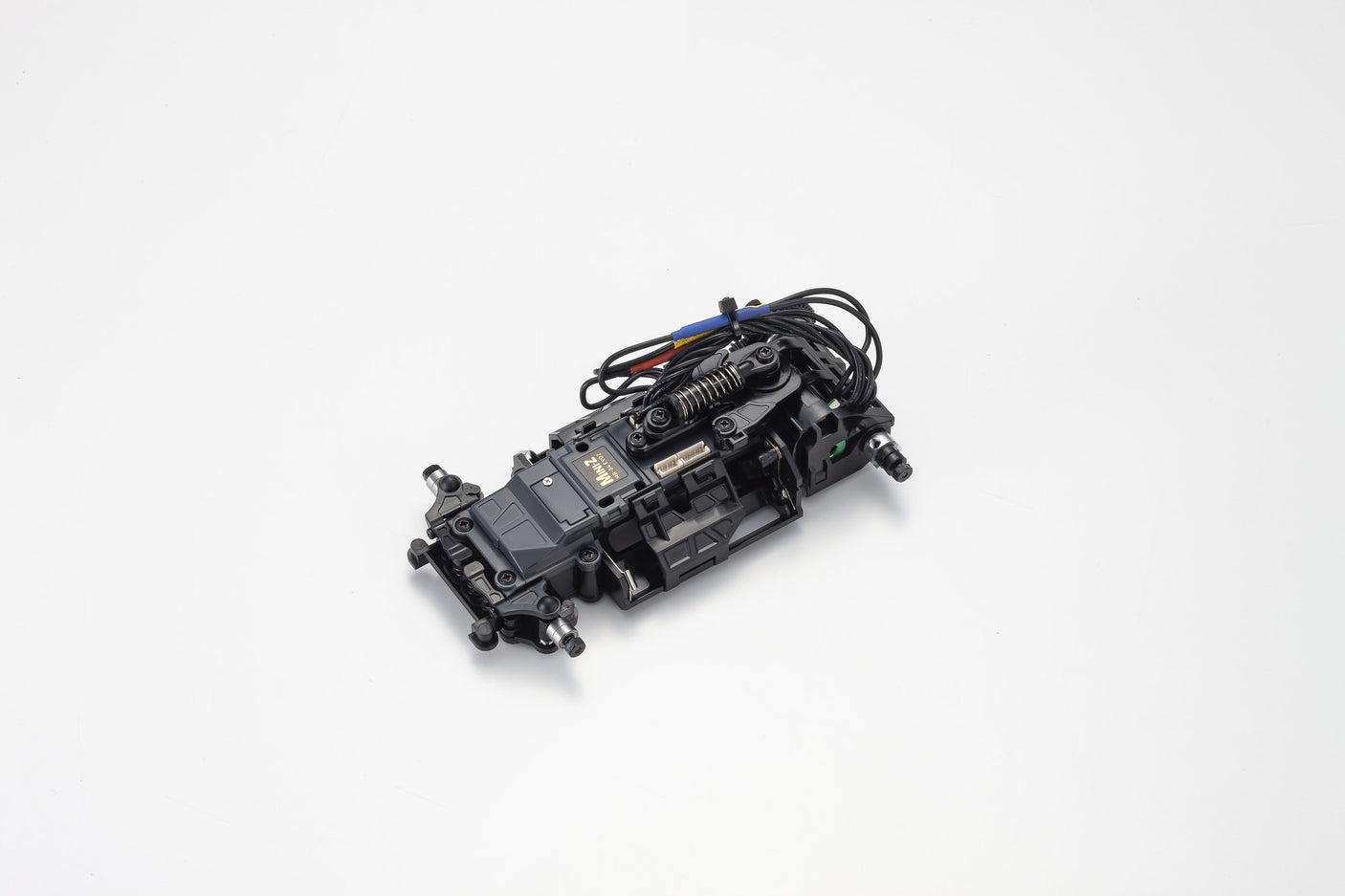 Kyosho MINI-Z Racer MR-04 EVO2 RC car chassis with N-MM2/4100KV motor, detailed view of the high-performance racing chassis.